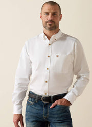 Solid Twill Fitted LS Shirt in White by Ariat