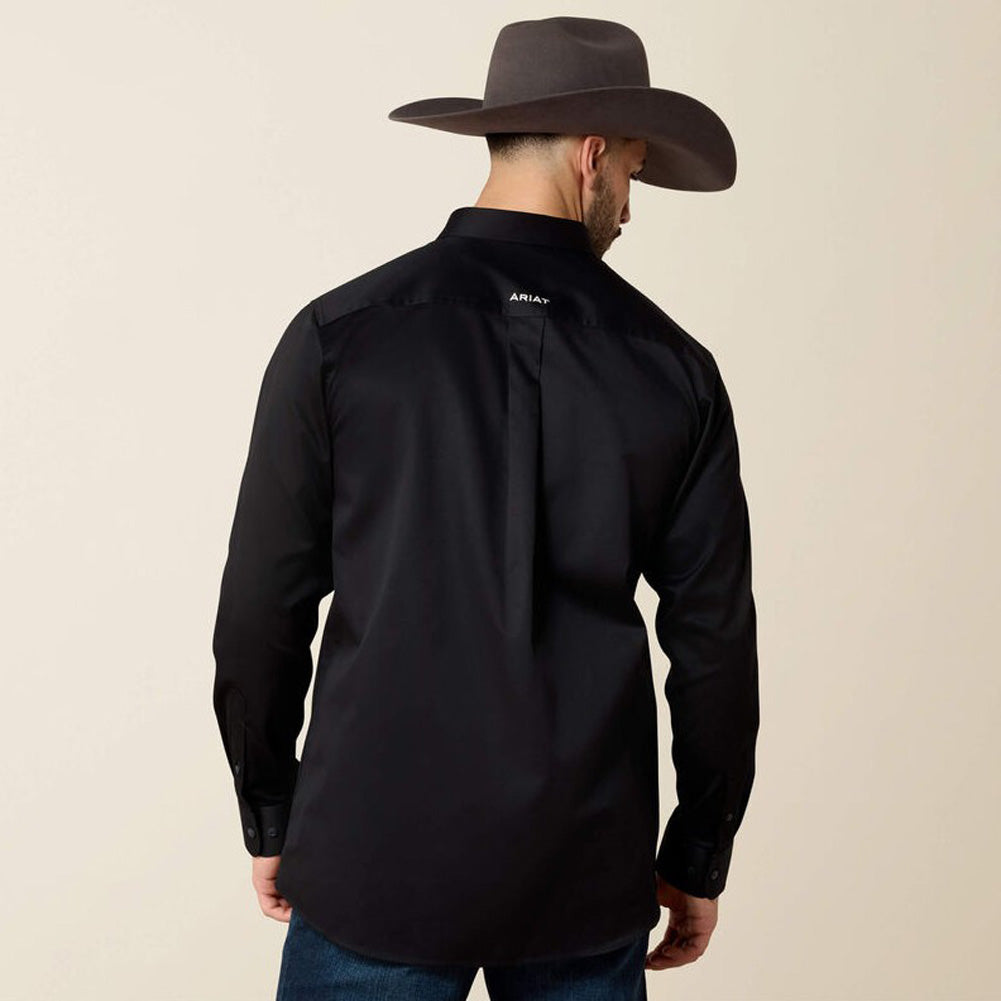 Team Logo Twill Fitted LS in Black/White by Ariat