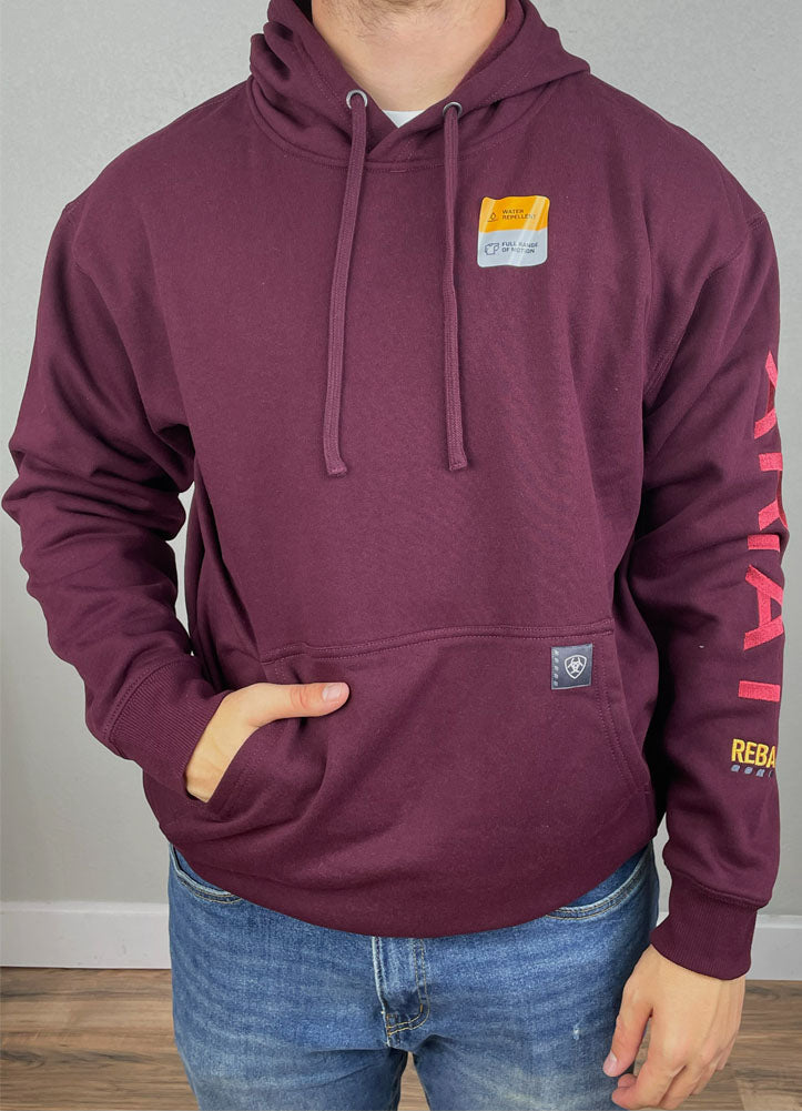 Rebar Workman Graphic Hoodie in Malbec/Brick Red by Ariat