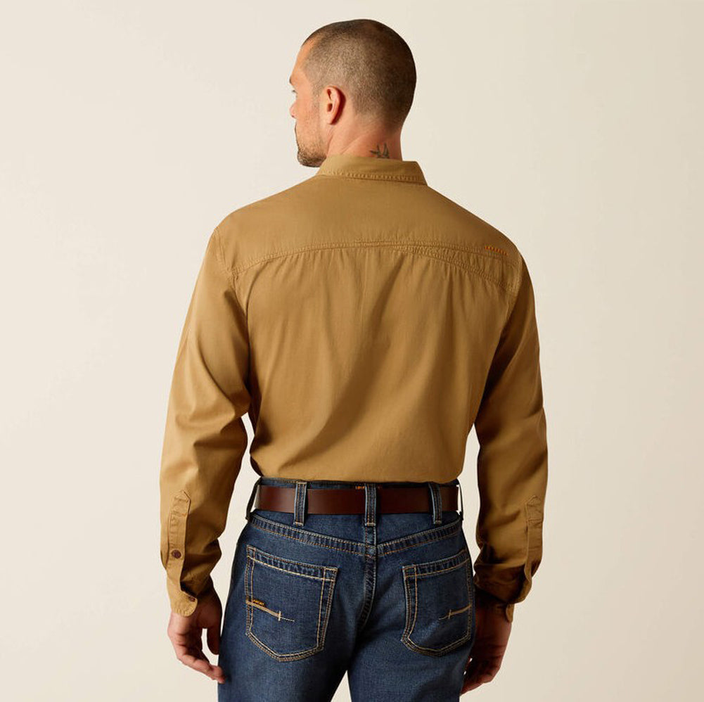 Rebar Washed Twill L/S Work Shirt in Khaki by Ariat