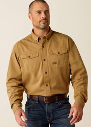 Rebar Washed Twill L/S Work Shirt in Khaki by Ariat