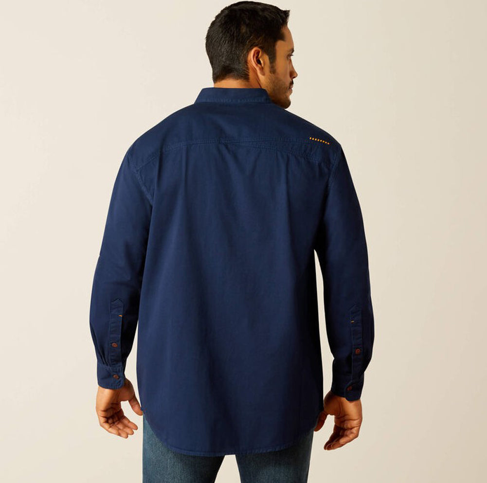 Rebar Washed Twill L/S Work Shirt in Navy by Ariat