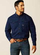 Rebar Washed Twill L/S Work Shirt in Navy by Ariat