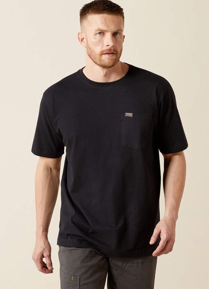 Rebar Cotton Strong Standard Pocket T-Shirt in Black by Ariat