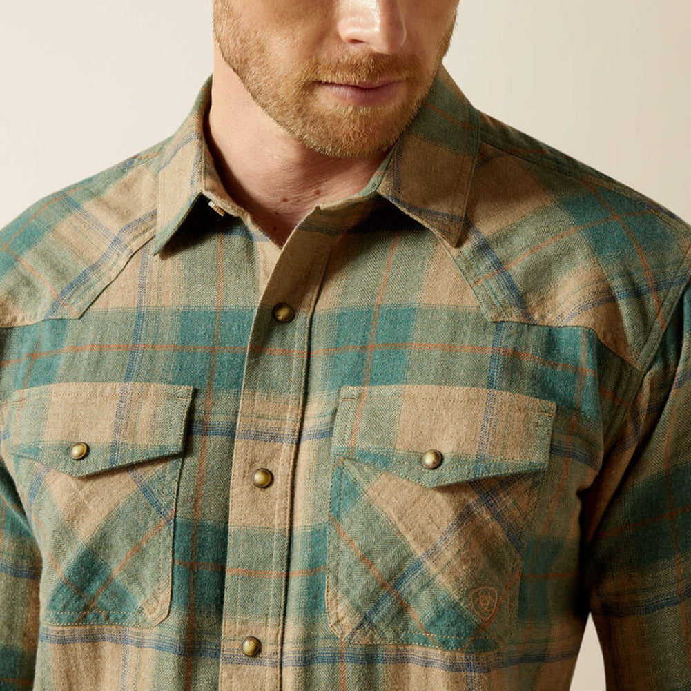 Huxlee Retro Snap LS in Deep Teal by Ariat