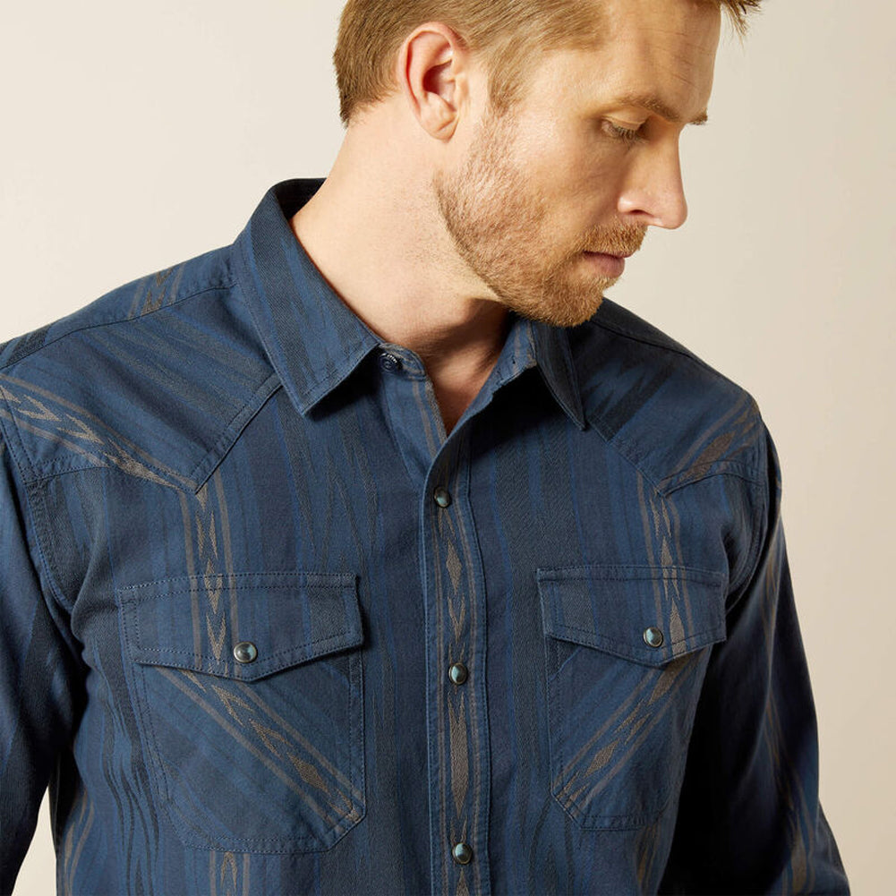 Hansen Retro Snap LS in Navy Chambray by Ariat