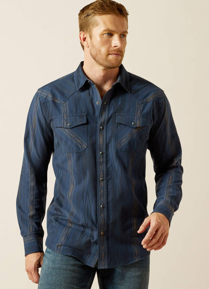 Hansen Retro Snap LS in Navy Chambray by Ariat