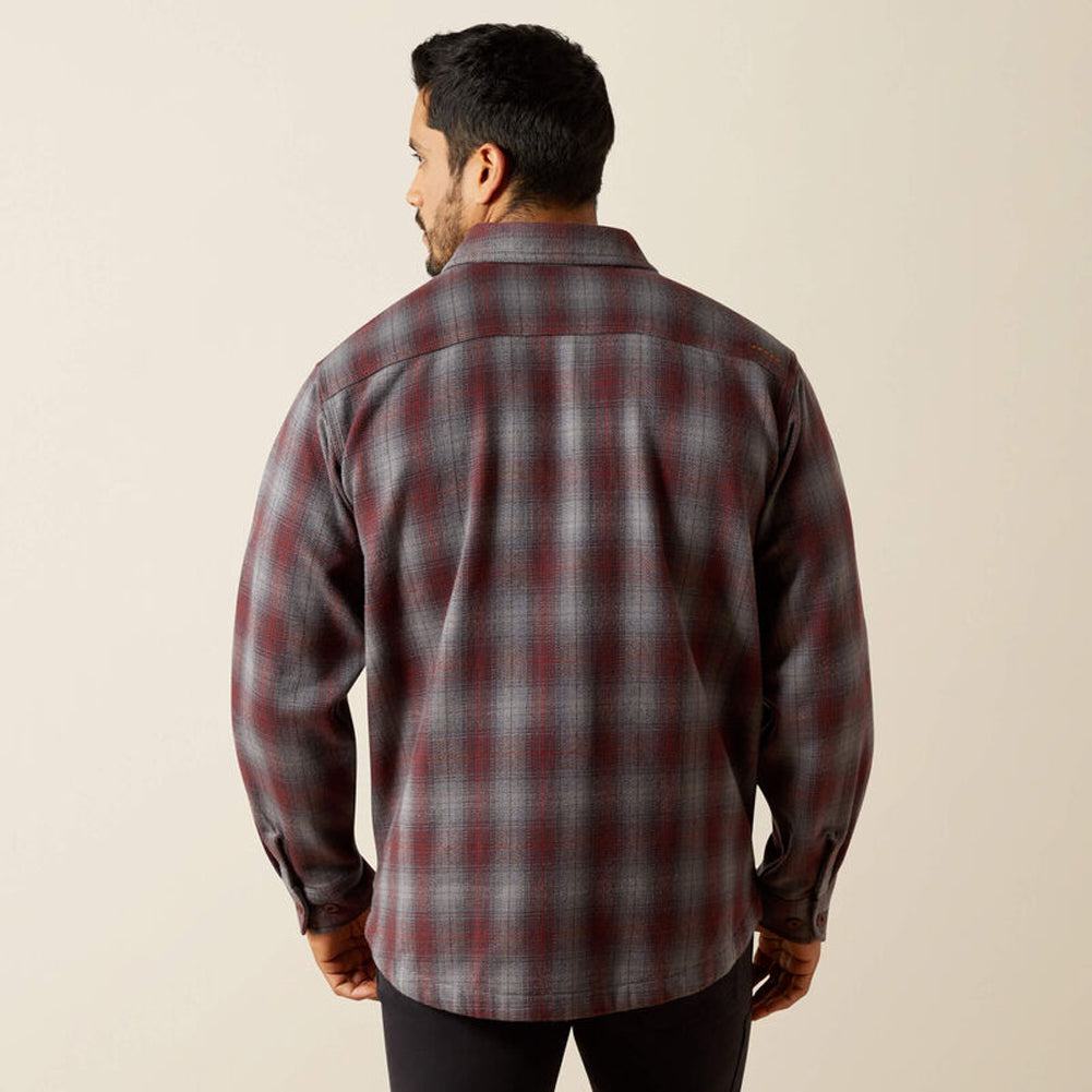 Rebar Heavy Flannel LS Work Shirt in Charcoal by Ariat