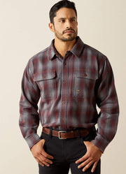 Rebar Heavy Flannel LS Work Shirt in Charcoal by Ariat