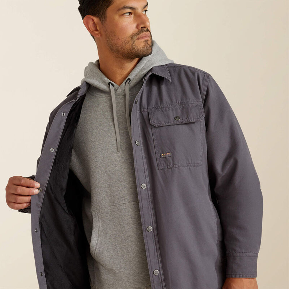 Rebar Canvas Shirt Jacket in Rebar Grey by Ariat