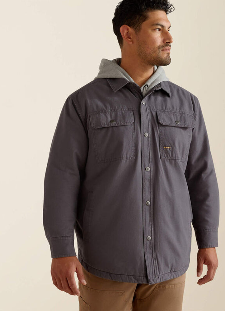 Rebar Canvas Shirt Jacket in Rebar Grey by Ariat