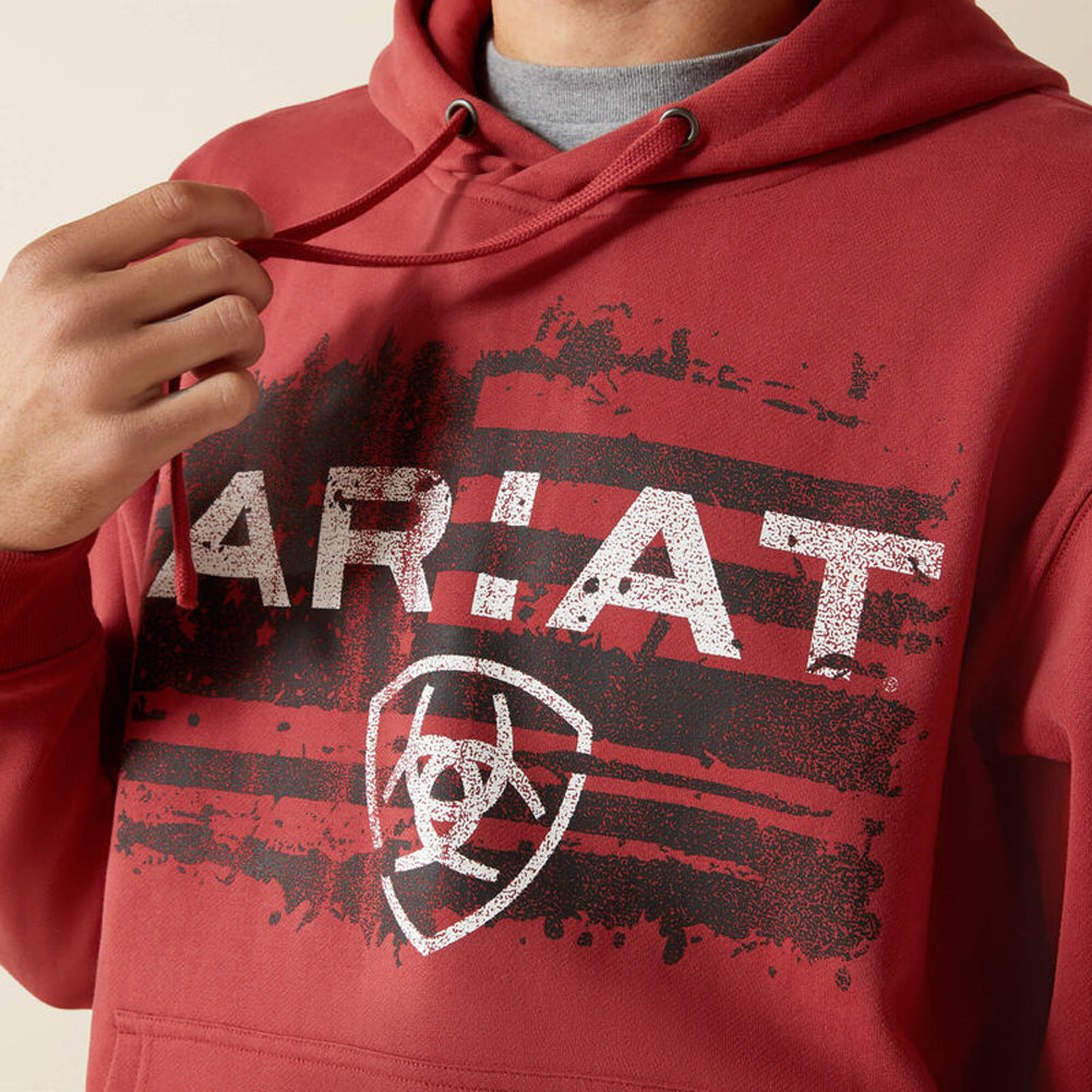 Ariat Liquid Stamp Flag Hoodie in Brick Red by Ariat