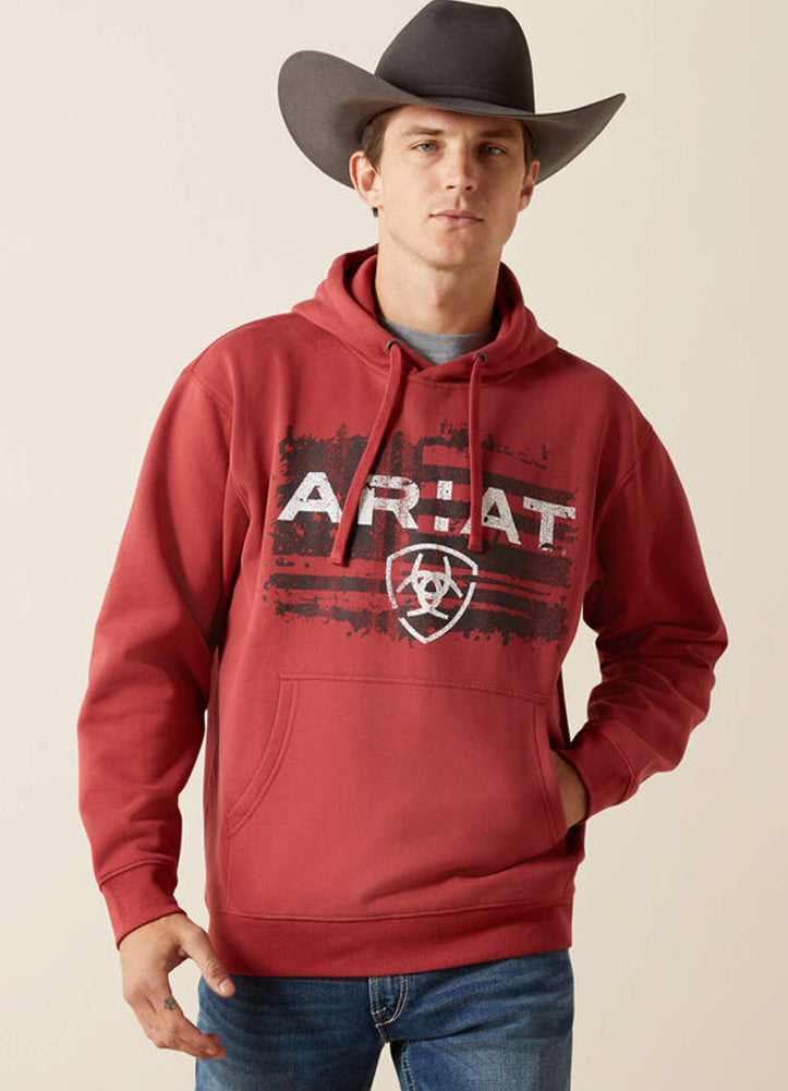 Ariat Liquid Stamp Flag Hoodie in Brick Red by Ariat