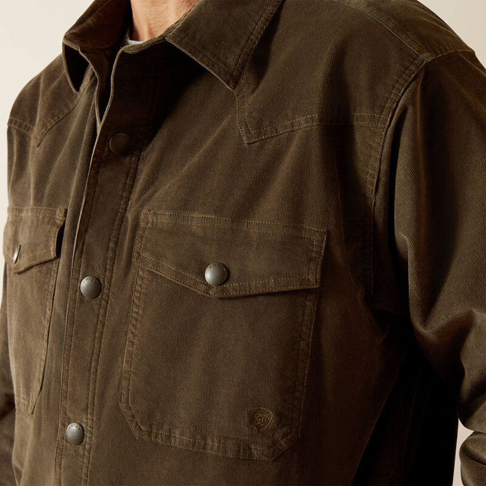 Retro Corduroy Shirt Jacket in Dark Green by Ariat