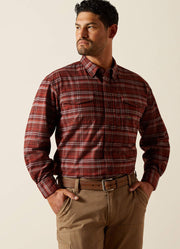 Rebar Flannel Distressed LS Work Shirt in Bitter Chocolate by Ariat