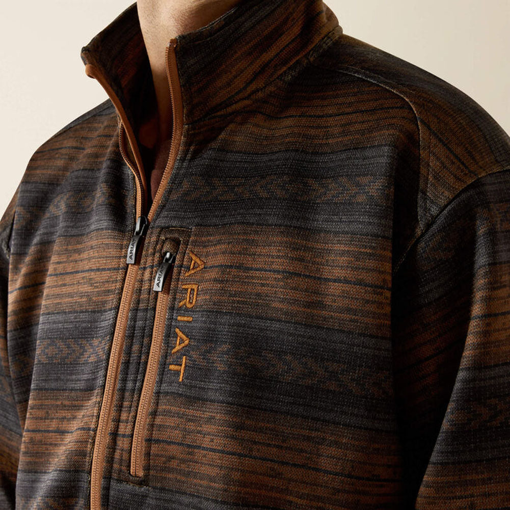 Caldwell Full Zip Sweater in Light Brown Southwest by Ariat