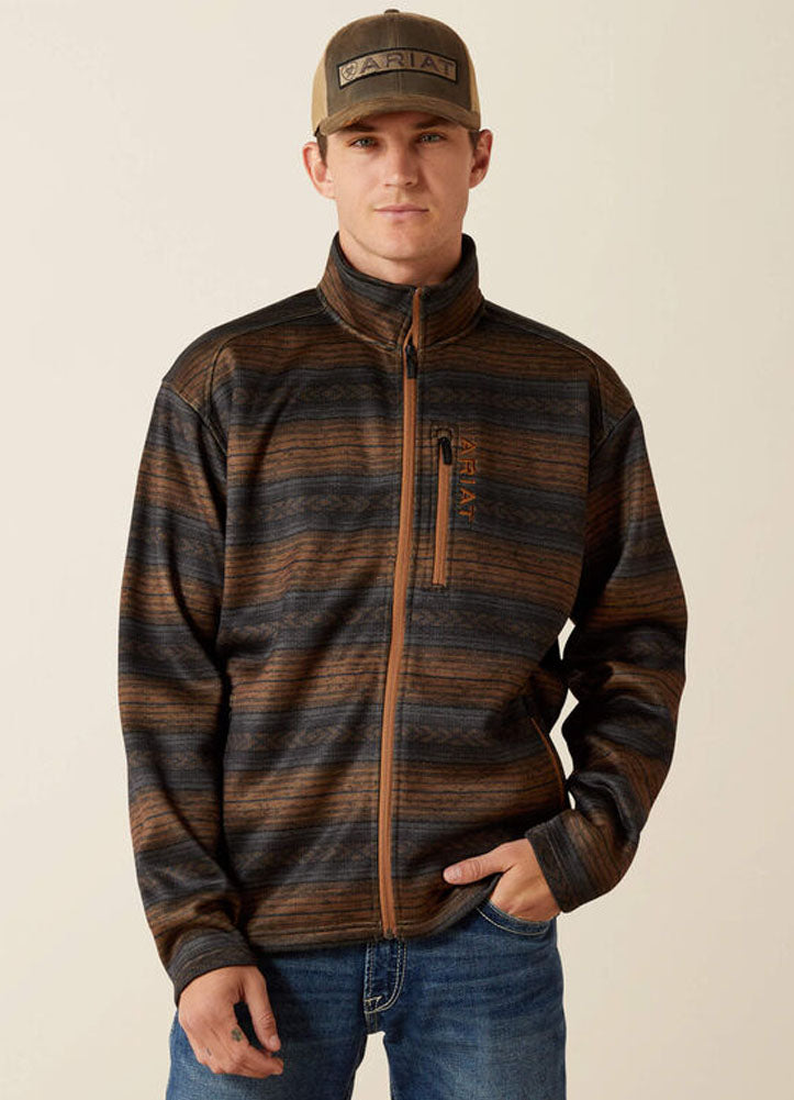 Caldwell Full Zip Sweater in Light Brown Southwest by Ariat