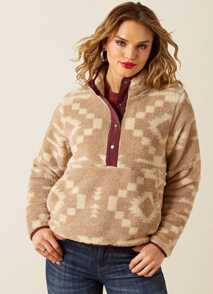 Berber Snap Front Sweatshirt in Lone Ridge Print by Ariat