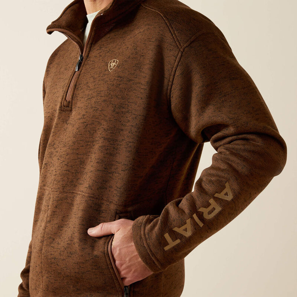 Caldwell Logo 1/4 Zip Sweater in Carafe by Ariat