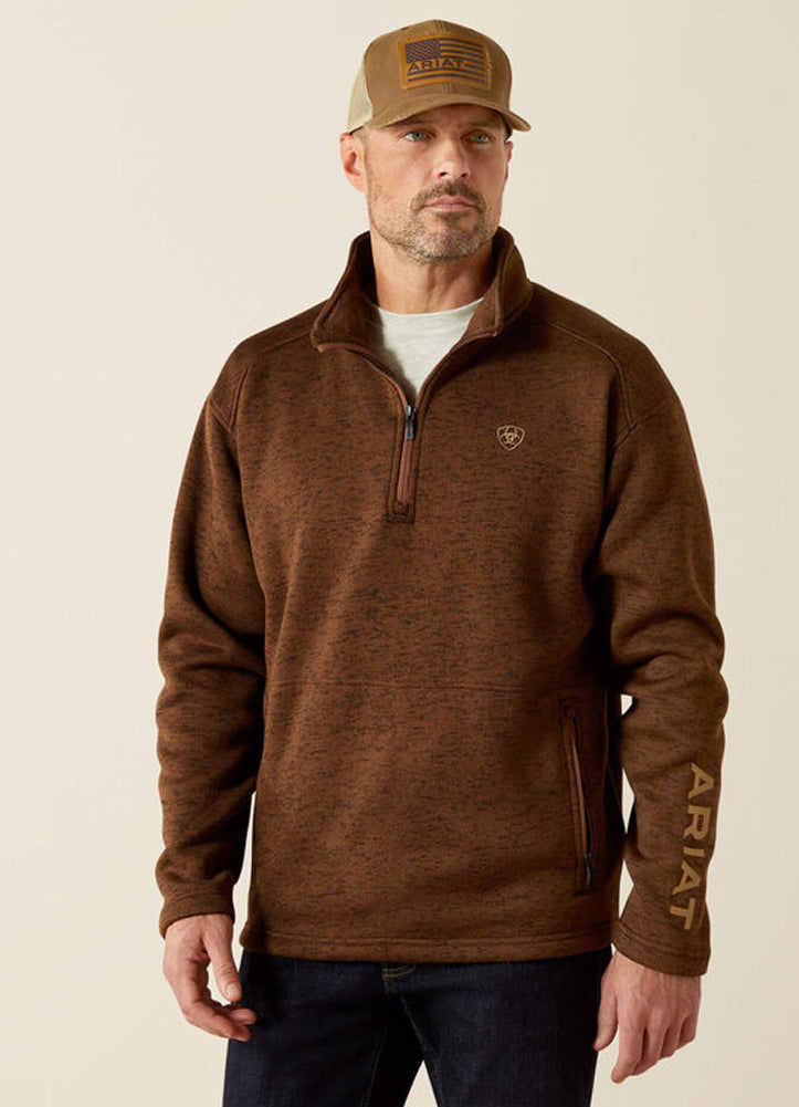 Caldwell Logo 1/4 Zip Sweater in Carafe by Ariat
