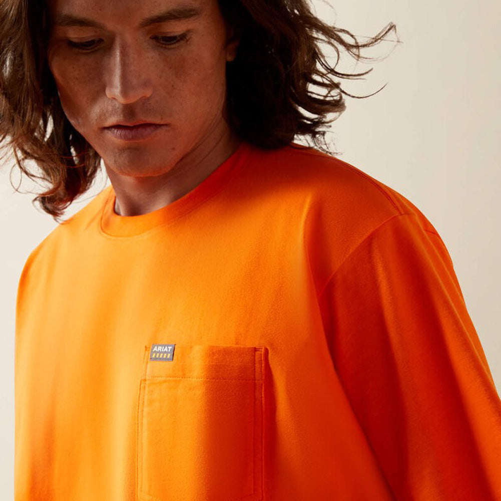 Rebar Cotton Strong Standard Pocket SS in Safety Orange by Ariat