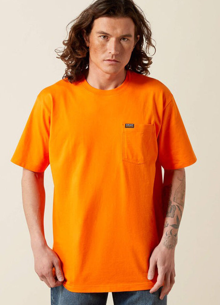 Rebar Cotton Strong Standard Pocket SS in Safety Orange by Ariat