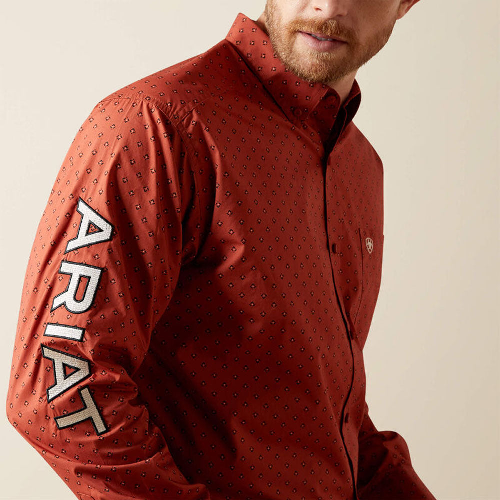 Team Porter LS in Brick Red/Beige by Ariat
