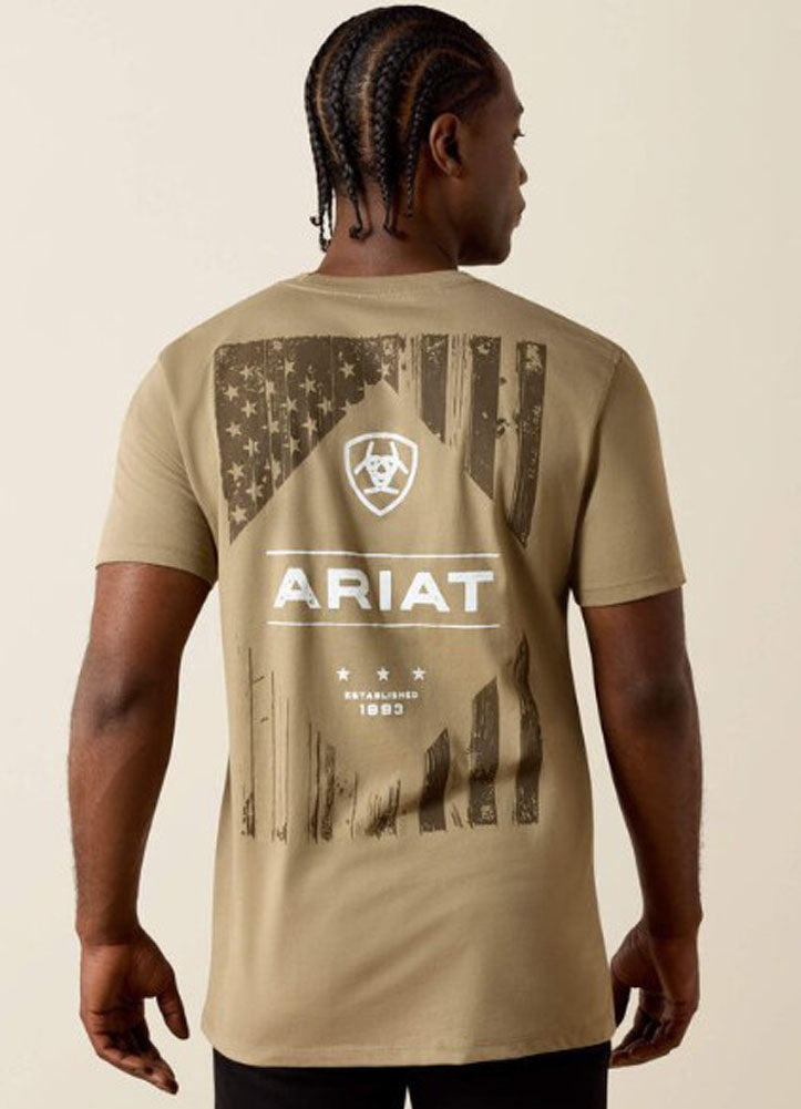 Wooden Diamond Flag V2 Buckle SMU SS in Fallen Rock by Ariat