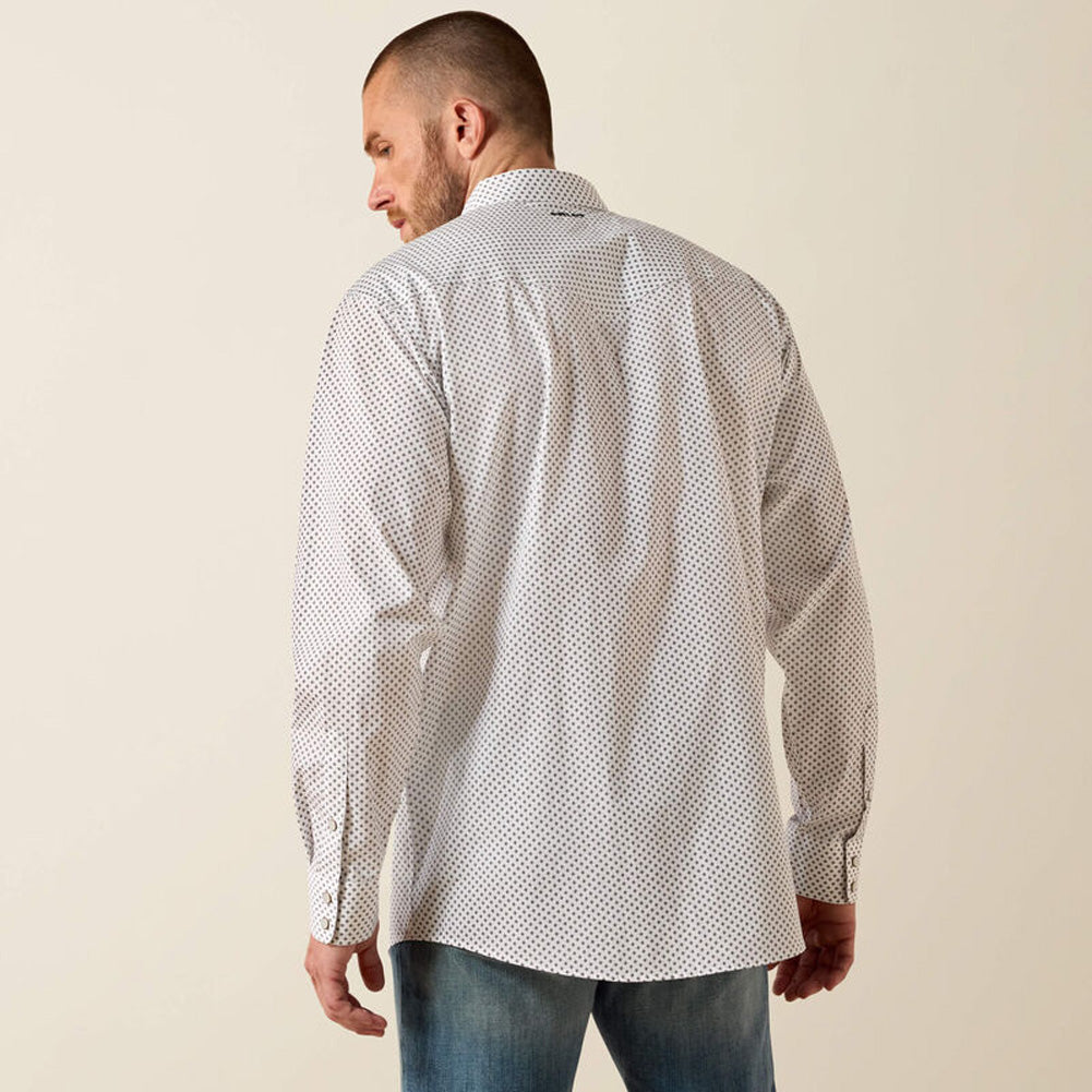 WF Anthony LS Snap Shirt in White Medallion Print by Ariat