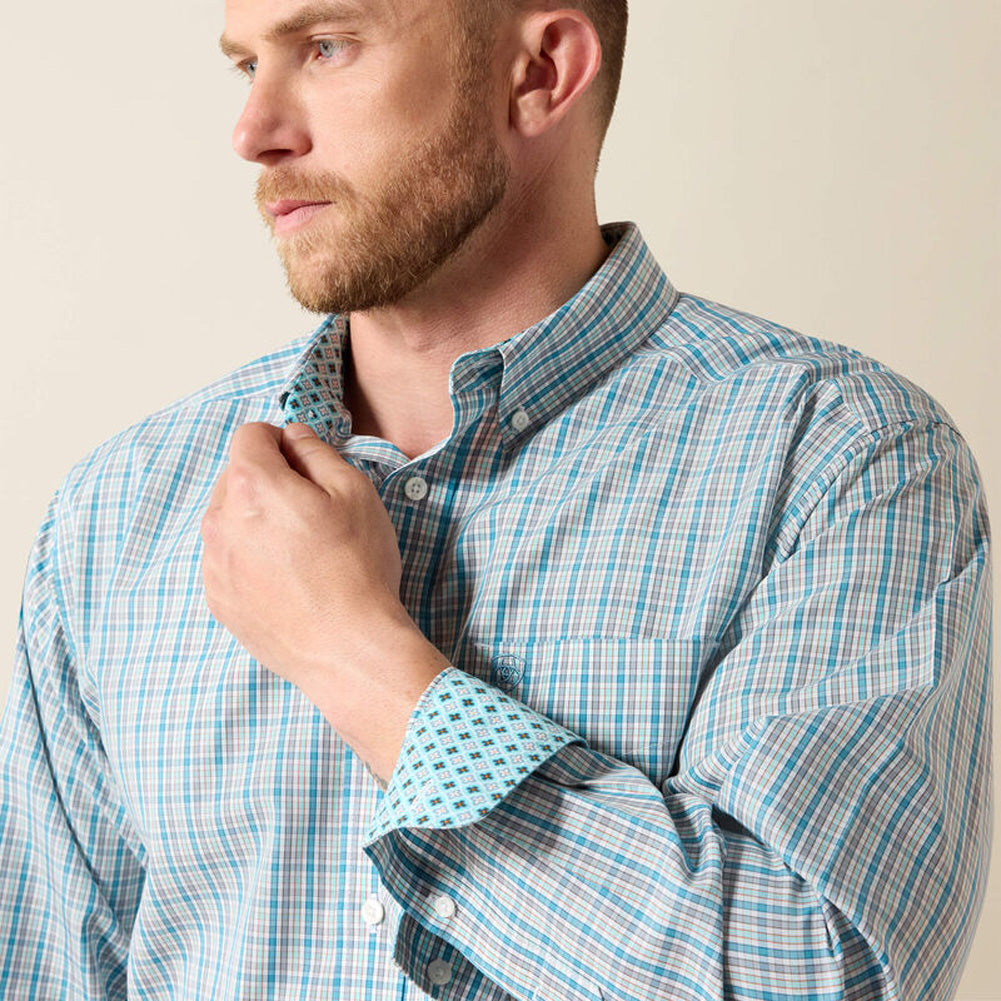 WF Antonio LS in Angel Blue Plaid by Ariat