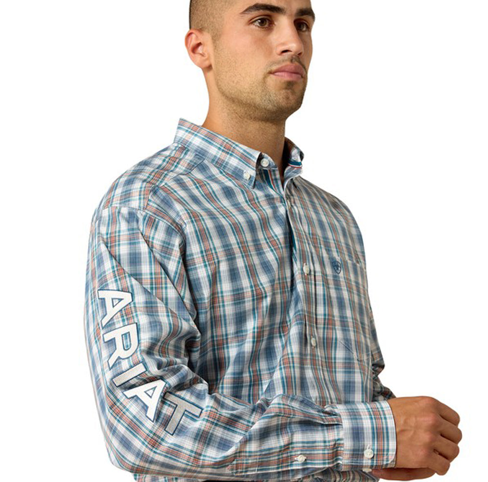 Pro Ariat Team Plaid LS in Corsair/White by Ariat