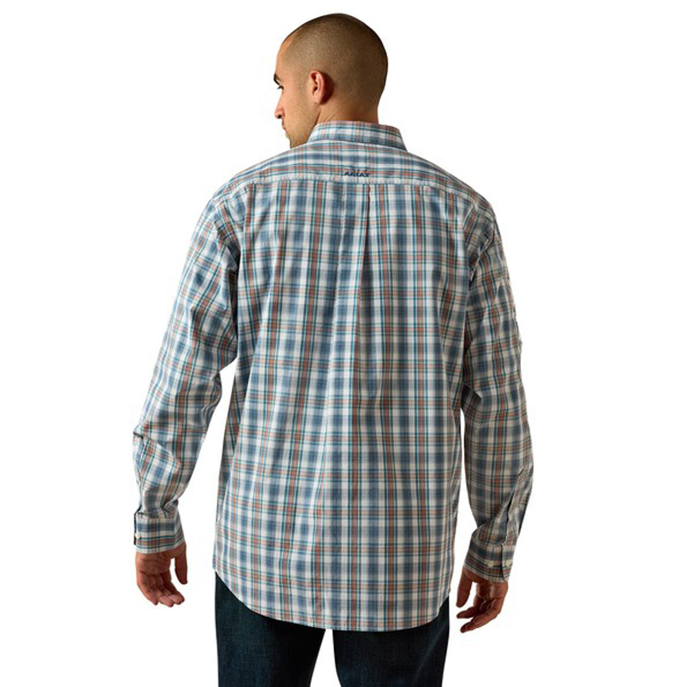 Pro Ariat Team Plaid LS in Corsair/White by Ariat