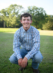 Pro Ariat Team Plaid LS in Corsair/White by Ariat