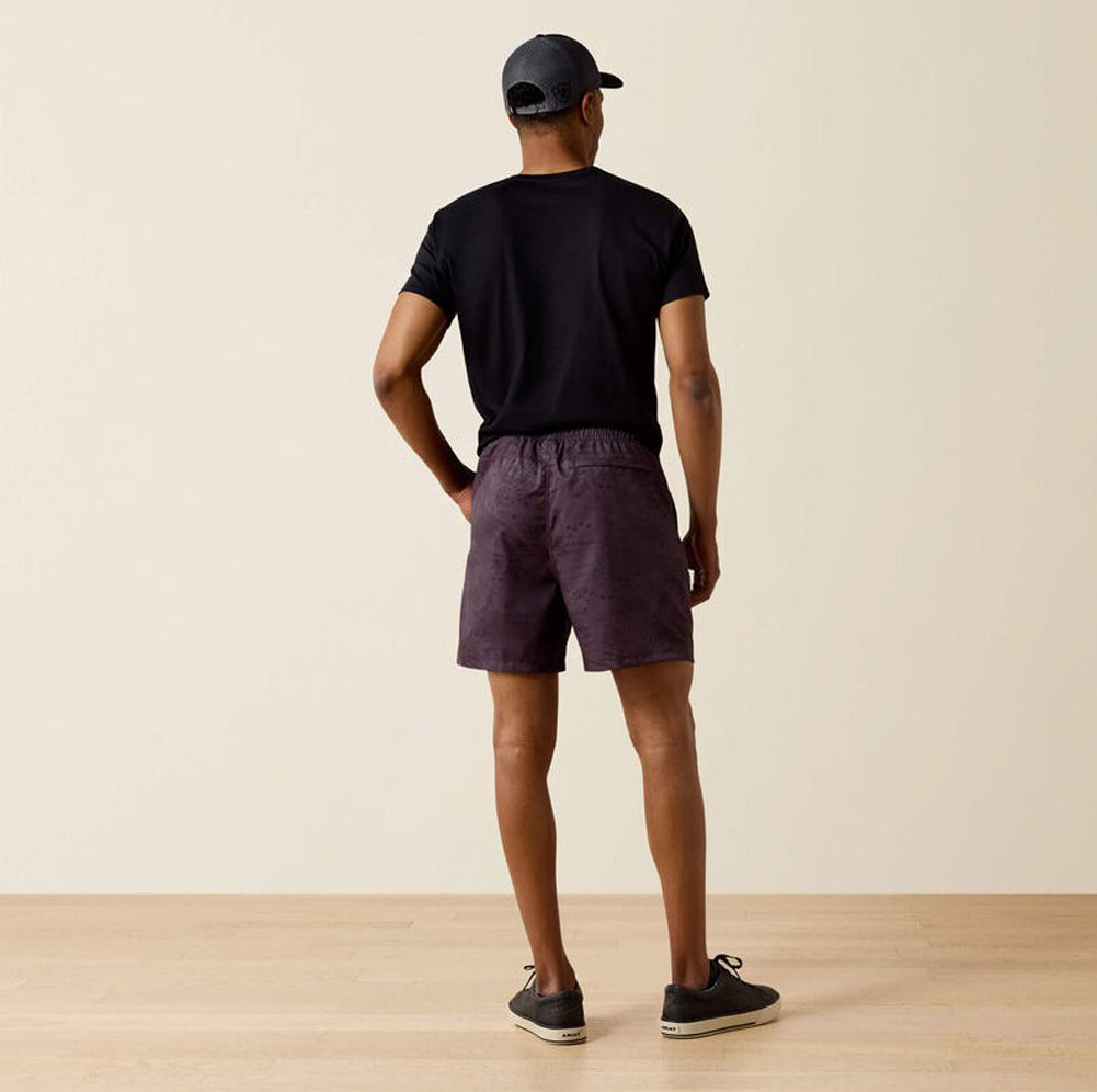 The Weekender 6in Shorts in Dark Grey Americana Print by Ariat