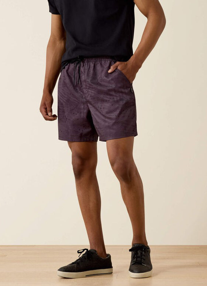 The Weekender 6in Shorts in Dark Grey Americana Print by Ariat