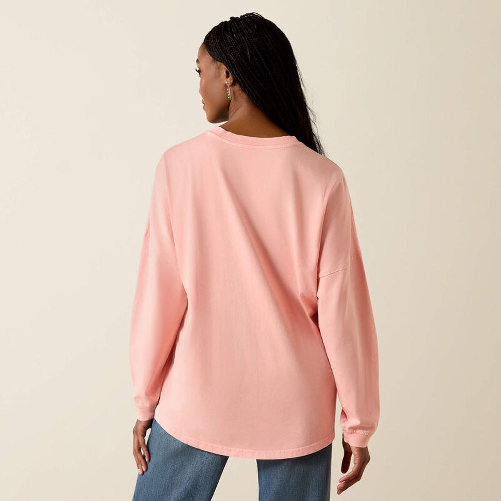 Canvas Oversized LS Tee in Peach Amber by Ariat