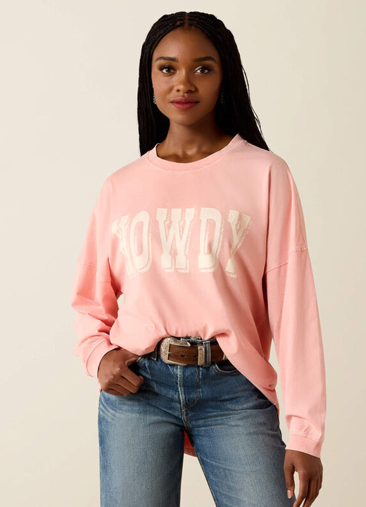 Canvas Oversized LS Tee in Peach Amber by Ariat