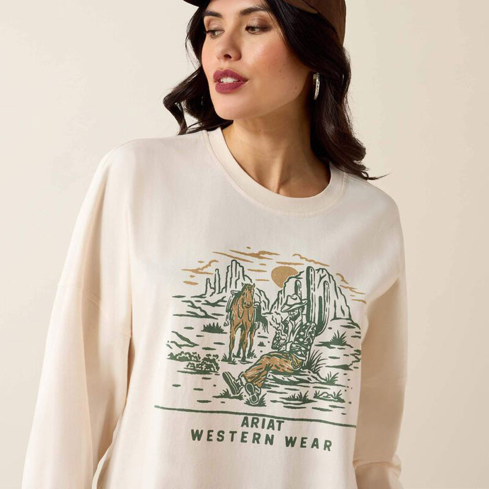 Canvas Oversized LS Tee in Sea Salt by Ariat