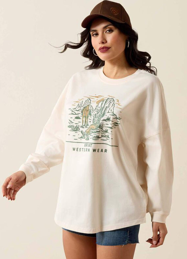 Canvas Oversized LS Tee in Sea Salt by Ariat