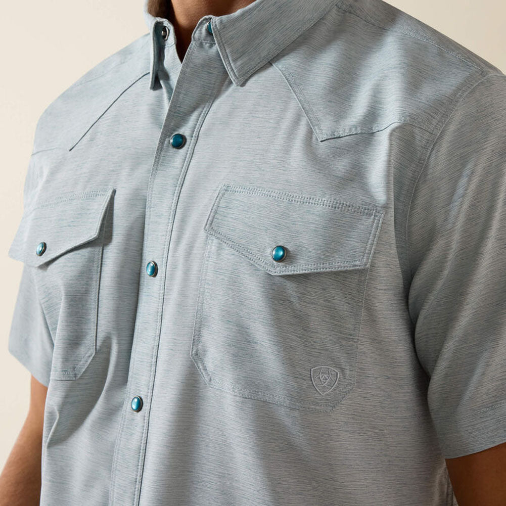 VentTek Western Fitted SS Snap Shirt in Blue Heather by Ariat
