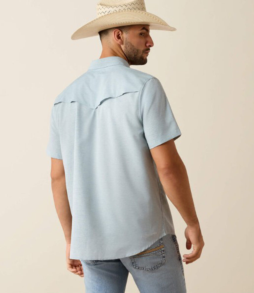 VentTek Western Fitted SS Snap Shirt in Blue Heather by Ariat