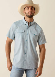 VentTek Western Fitted SS Snap Shirt in Blue Heather by Ariat