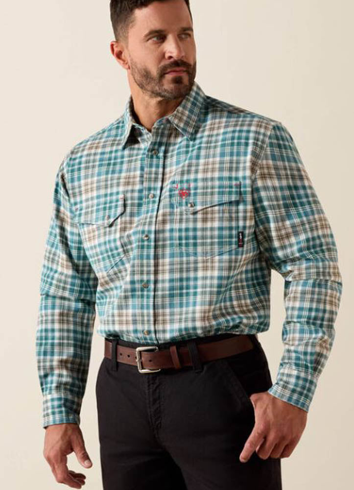 FR Cobb LS Snap Work Shirt in Teal by Ariat
