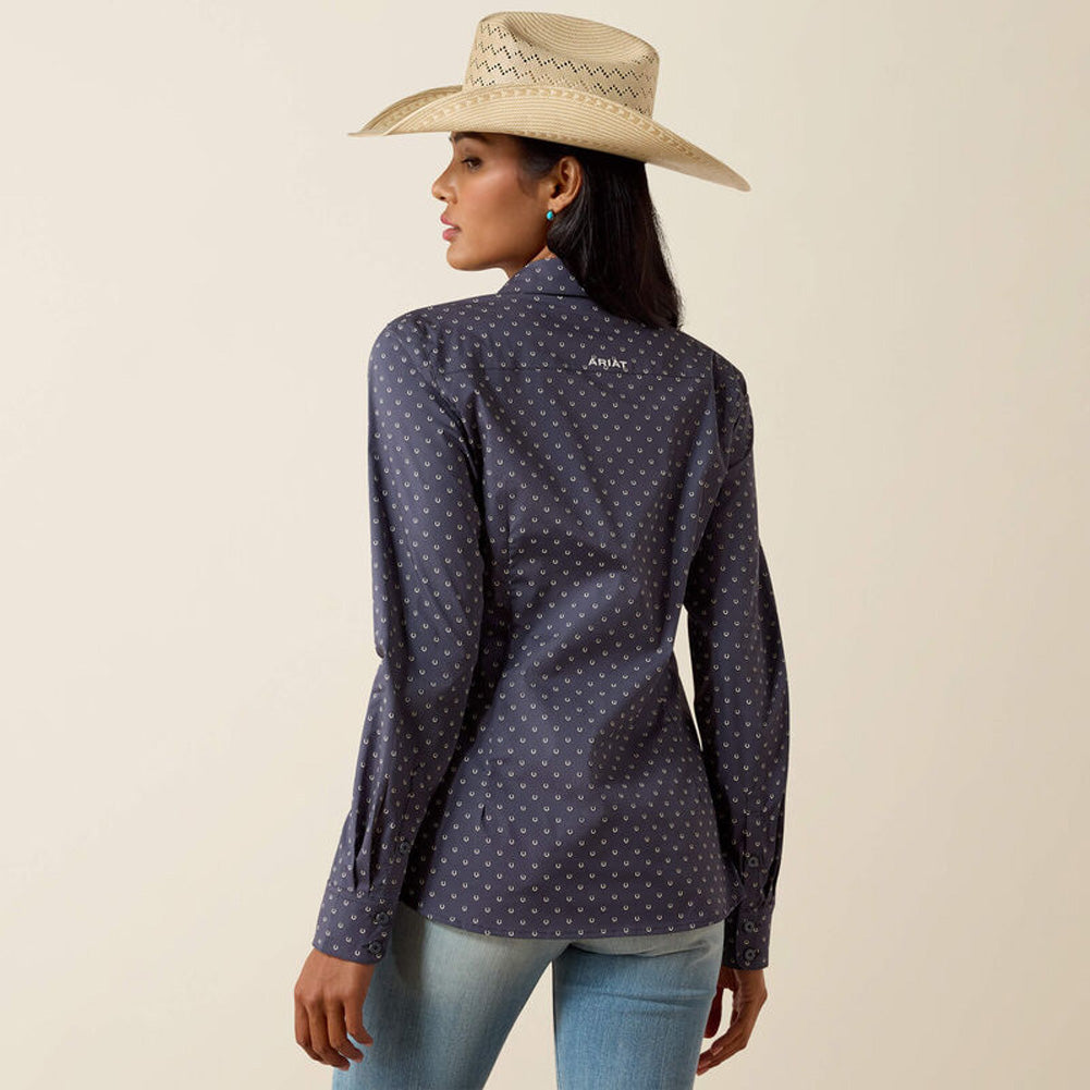 Kirby LS Shirt in Ombre Blue Horseshoe by Ariat