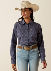 Kirby LS Shirt in Ombre Blue Horseshoe by Ariat