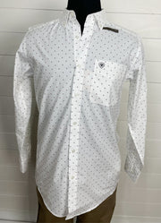 Casual Series Geo Dot Prime Fitted LS in White by Ariat