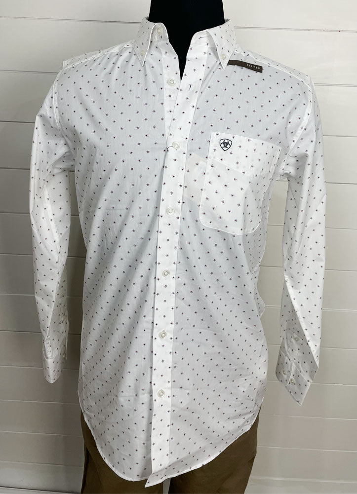 Casual Series Geo Dot Prime Fitted LS in White by Ariat