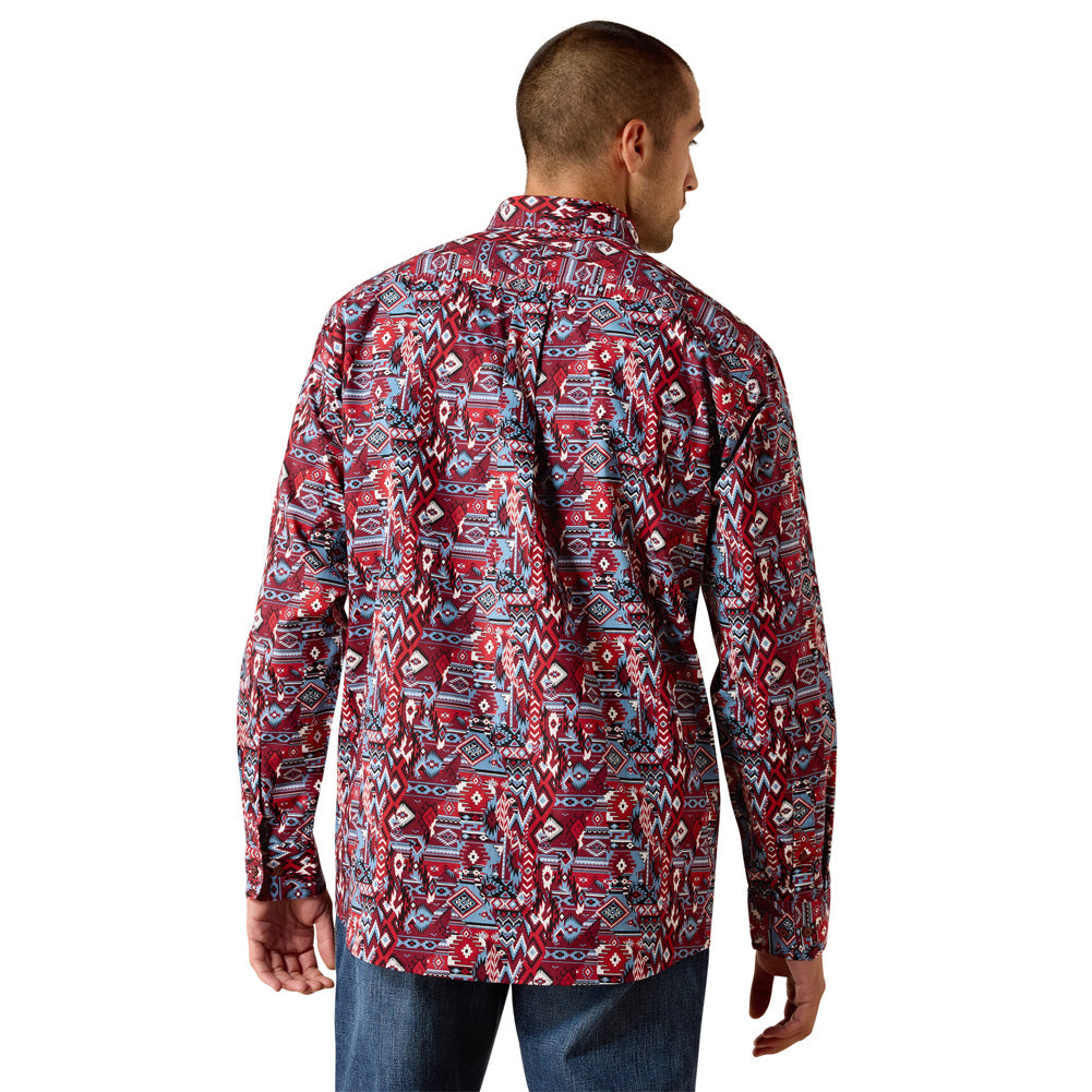 Casual Southwest LS in Maroon Banner Diamond Print by Ariat