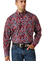 Casual Southwest LS in Maroon Banner Diamond Print by Ariat