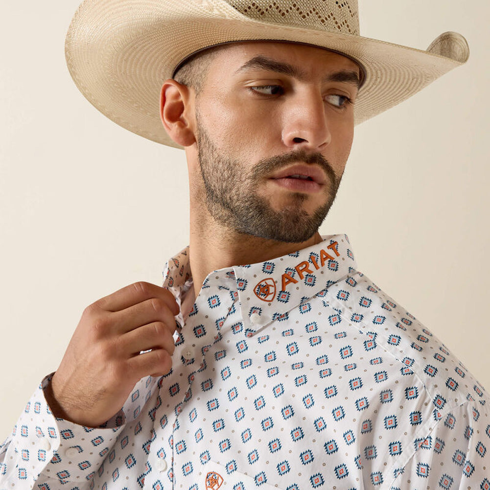 Casual Team Medallion LS in White/Orange by Ariat